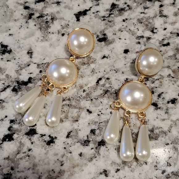 Boho Big Pearl drop Tassel Earrings gypsy - Picture 6 of 8